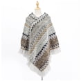 thumbnail image 4 of Women's Zig-Zag Knit Tassel Fringed Pullover Poncho Sweater Cape Shawl Wrap Gray, 4 of 4