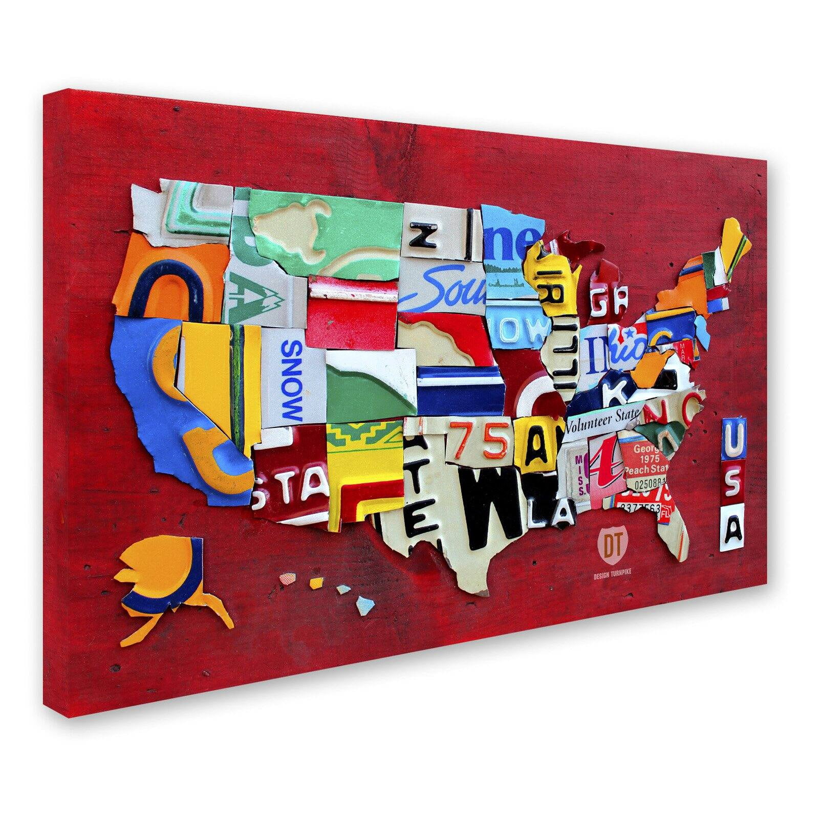 Trademark Fine Art 'License Plate Map Miniature' Canvas Art by Design Turnpike