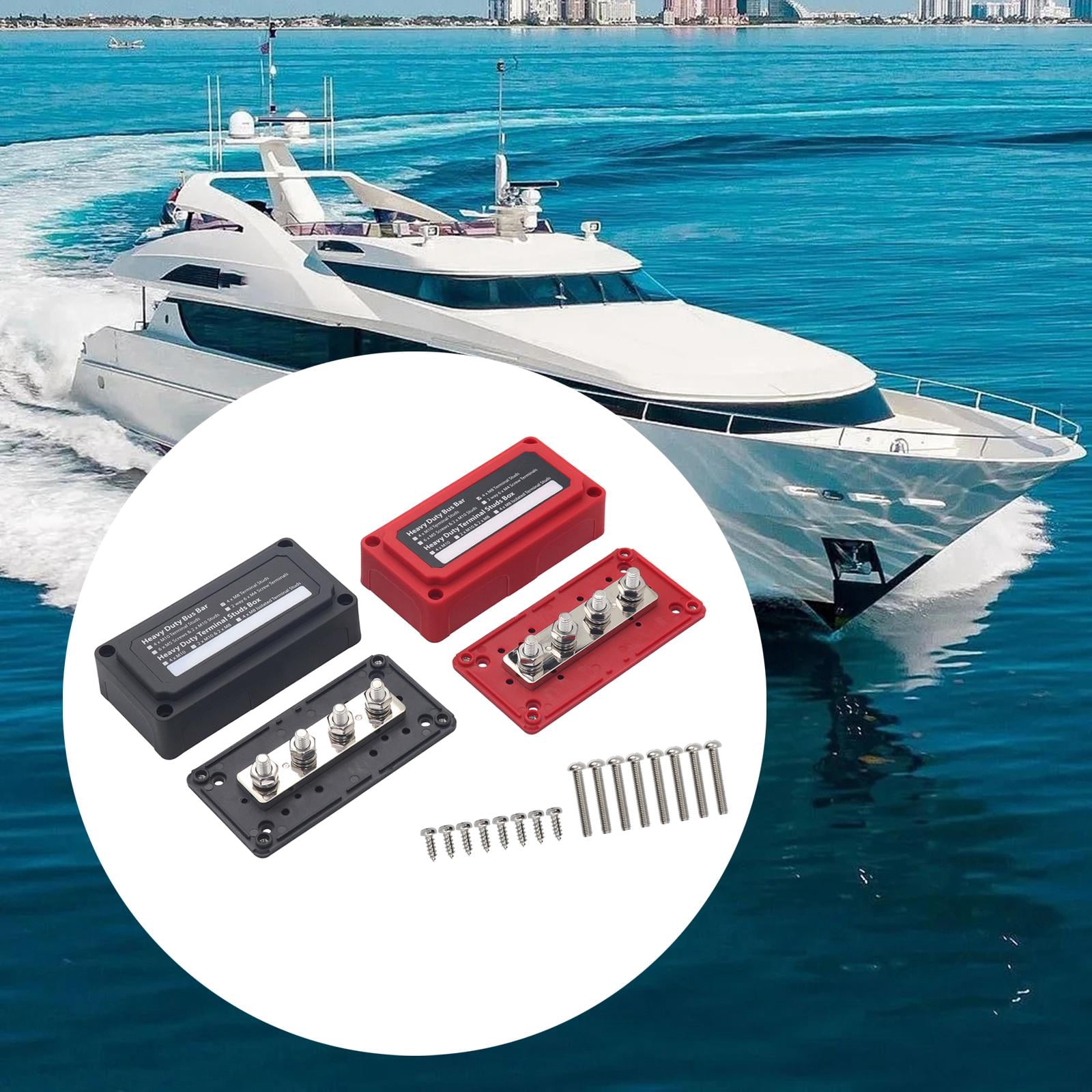 2x Power Distribution Block Junction Block Heavy Duty 300 Amp Rating Bus Bar Terminal Block for Truck Boat Car RV Marine Style A