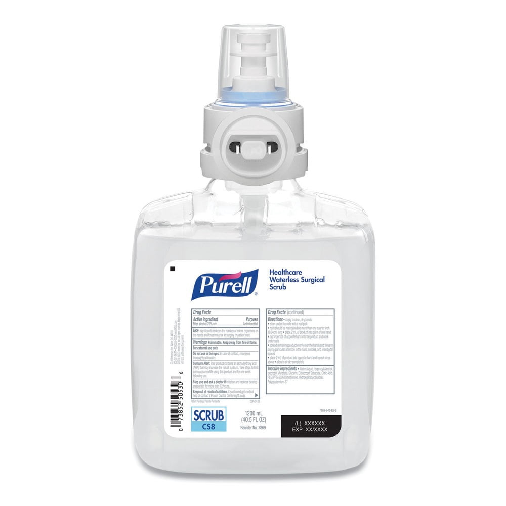 PURELL 7869-02 1200 ml Refill Bottle Fragrance-Free For CS-8 Dispenser Waterless Surgical Scrub Gel Hand Sanitizer (2/Carton)