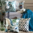 thumbnail image 5 of The HomeCentric Cushion Covers, Teal Pack of 2, 16"x16" (40x40 cm) Throw Pillow Covers, Cotton Peacock Throw Pillows For Couch, Birds Pattern Contemporary Style Easter - Art Nouveau Peacock, 5 of 13