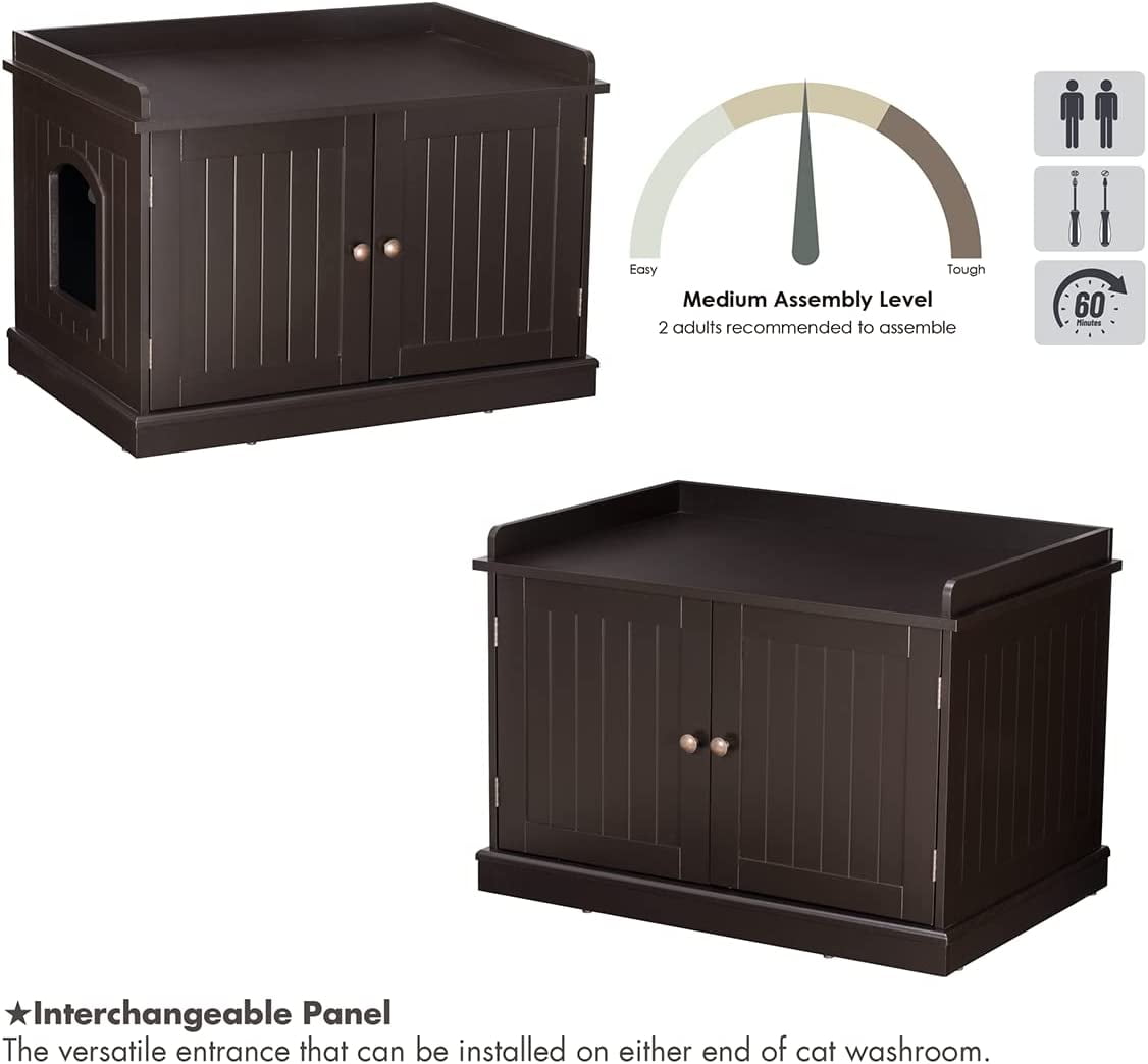 PAWLAND Lager Cat Washroom Storage Bench,cat Litter Box Enclosures -Espresso
