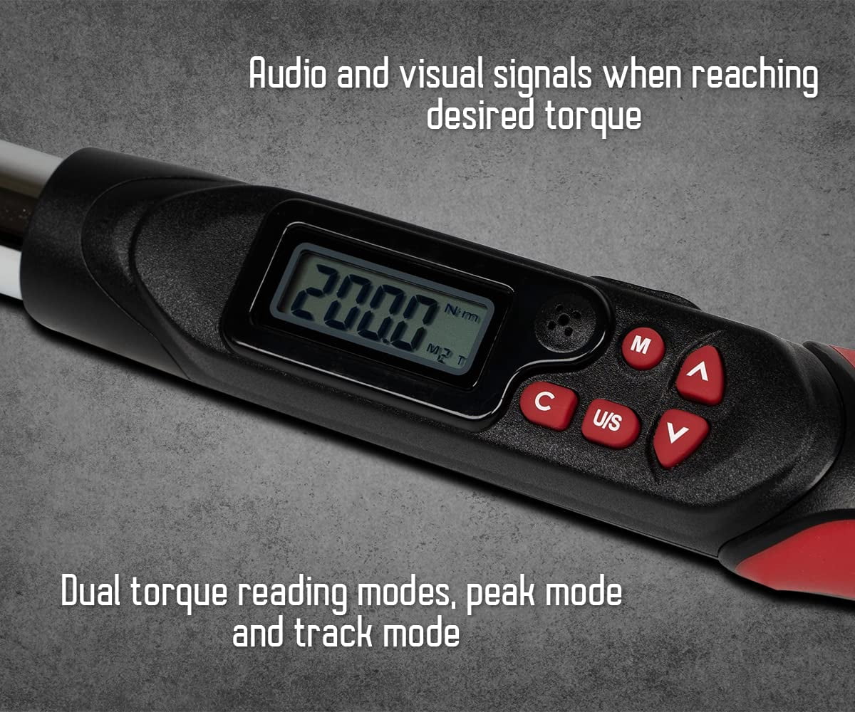 Tapha Tools Bit-Head Mini Digital Torque Wrench 1/4" Drive Adaptor, 0.221-4.424