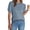 Light Blue, variant on Summer Tops For Women 2025 Vacation Ladies' Casual Loose Solid Color Round Neck Lantern Sleeve Short Sleeved Top