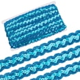 thumbnail image 1 of 14.22 Yards Blue Sequin Trim Flat Sequins Beaded Strip Rick Rack Wave Woven Trimming Metallic Glitter Braid RIC Rac Ribbon Bulk for Sewing Making Crafts Choker Gift Wrapping Supply, 1 of 5