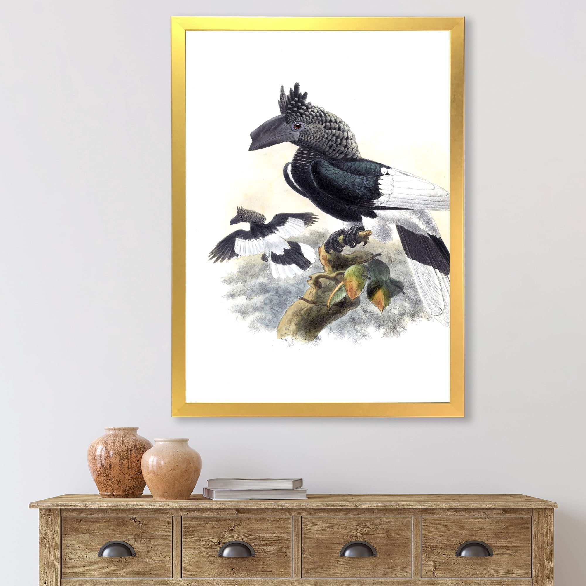 Designart 'Ancient Australian Birds XVI' Traditional Framed Art Print