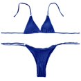 thumbnail image 3 of Womens Swimsuits Three-Point Solid Color Spaghetti Strap Split Bikinis Blue Womens Bathing Suits S, 3 of 5