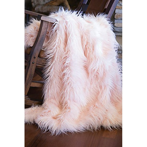 pink and white fur blanket