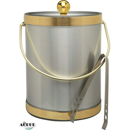 

Handmade in the United States brushed with gold trim double wall 5 quarts with clamp insulation (metal decoration series)