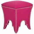 thumbnail image 4 of Safavieh Deidra Square Upholstered Storage Ottoman, Berry, 4 of 4