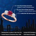 thumbnail image 2 of Gem Stone King 18K Rose Gold Plated Silver Red Created Ruby and White Zirconia Engagement Ring for Women | 2.50 Cttw | Round 6MM | Gemstone July Birthstone | Size 9, 2 of 6