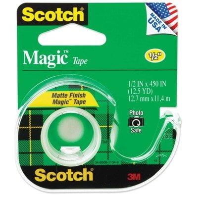 Scotch Magic Tape Matte Finish - Dispensing Tape - 0.5 in x 450 in, Multicolor