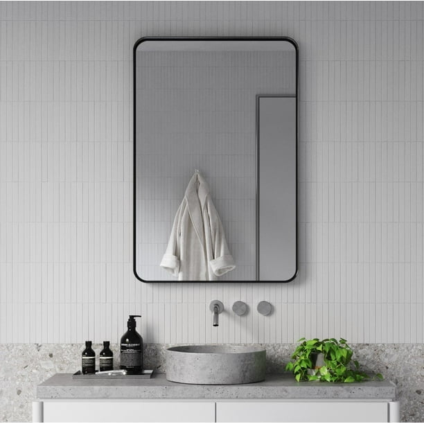 Zeek 24 X36 Black Metal Rectangular Wall Mirror Thin Edge Frame Deep Set Mb3624 Com Zeek 24 X36 Black Metal Rectangular, 24 X 36 Black Metal Frame Mirror