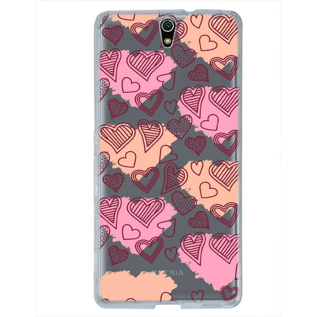 Funda Para Sony C5 Ultra Corazones Manchas, Uso Rudo, InstaCase Protector para Sony C5 Ultra Antigolpes, Case Corazones Manchas