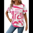 thumbnail image 3 of Blusa de Verano para Mujer, Estilo Túnica Informal, Elegante, con Cuello Asimétrico, Corta y Botones, Color Rosa, Talla L, 3 of 9