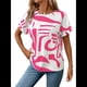 thumbnail image 3 of Blusa de Verano para Mujer, Estilo Túnica Informal, Elegante, con Cuello Asimétrico, Corta y Botones, Color Rosa, Talla XXL, 3 of 9
