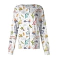 thumbnail image 2 of Chaqueta de uniforme de enfermera de spa con puntadas de primavera y otoño, con estampado de dinosaurio bonito, chaqueta de manga larga para mujer, uniforme de enfermera para clínica, 2 of 5