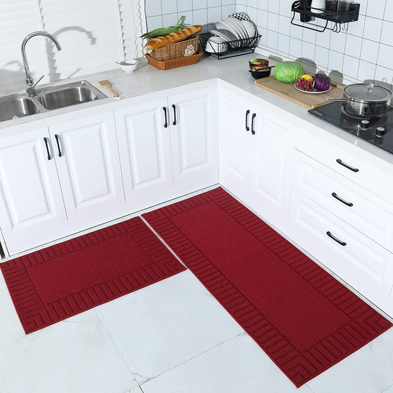 ZXNYH-Kitchen-Rugs-Washable-Kitchen-Mats-for-Floor Non-Slip Kitchen Mat Set  of 2 Absorbent Kitchen Runner with TPR Non Skid  Backing,Grey,24x35inch/24x60inch 