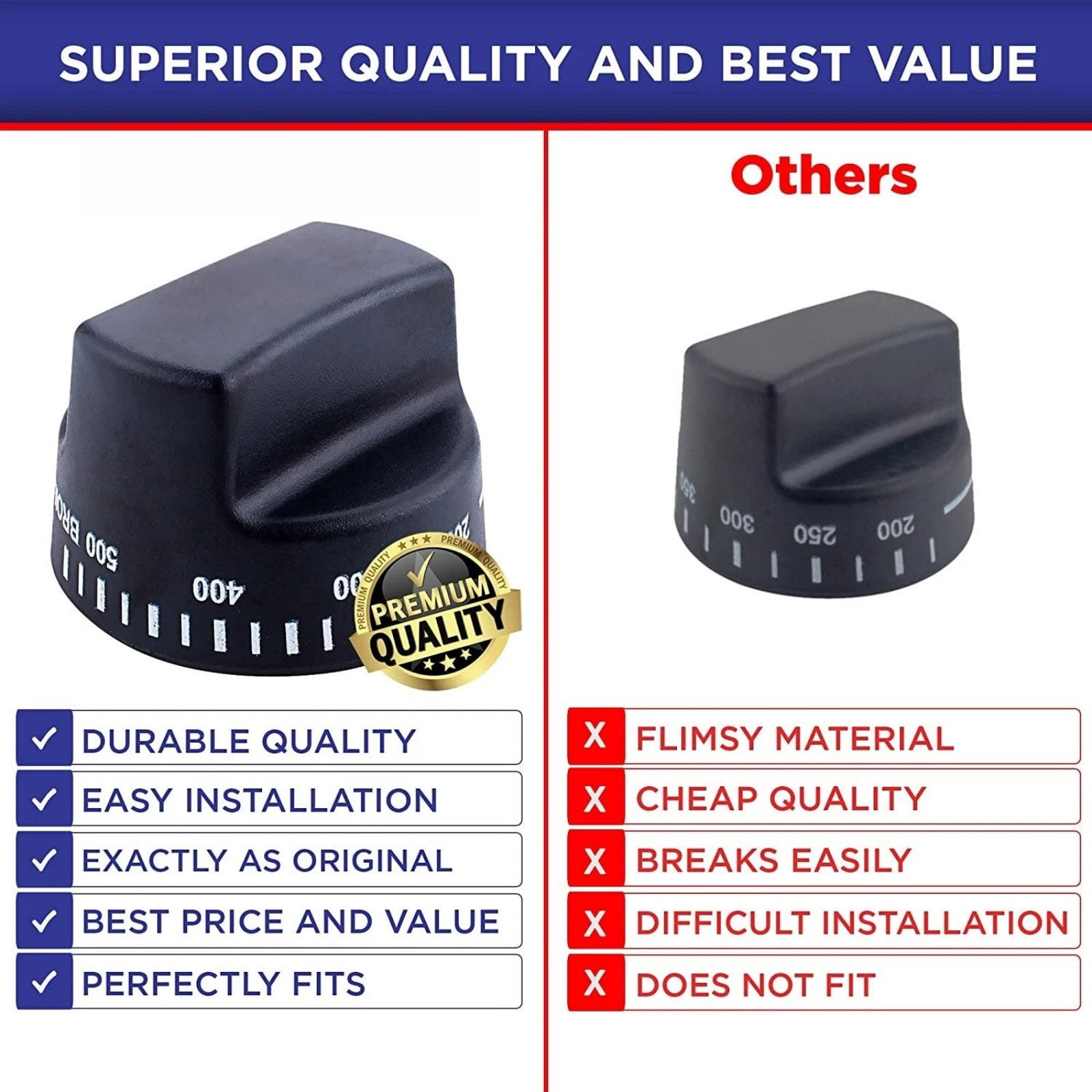 TAPDRA Oem Thermostat Knob PB010129 811005 AP5315410 Black Plastic High Temperature Resistance For Viking Stove