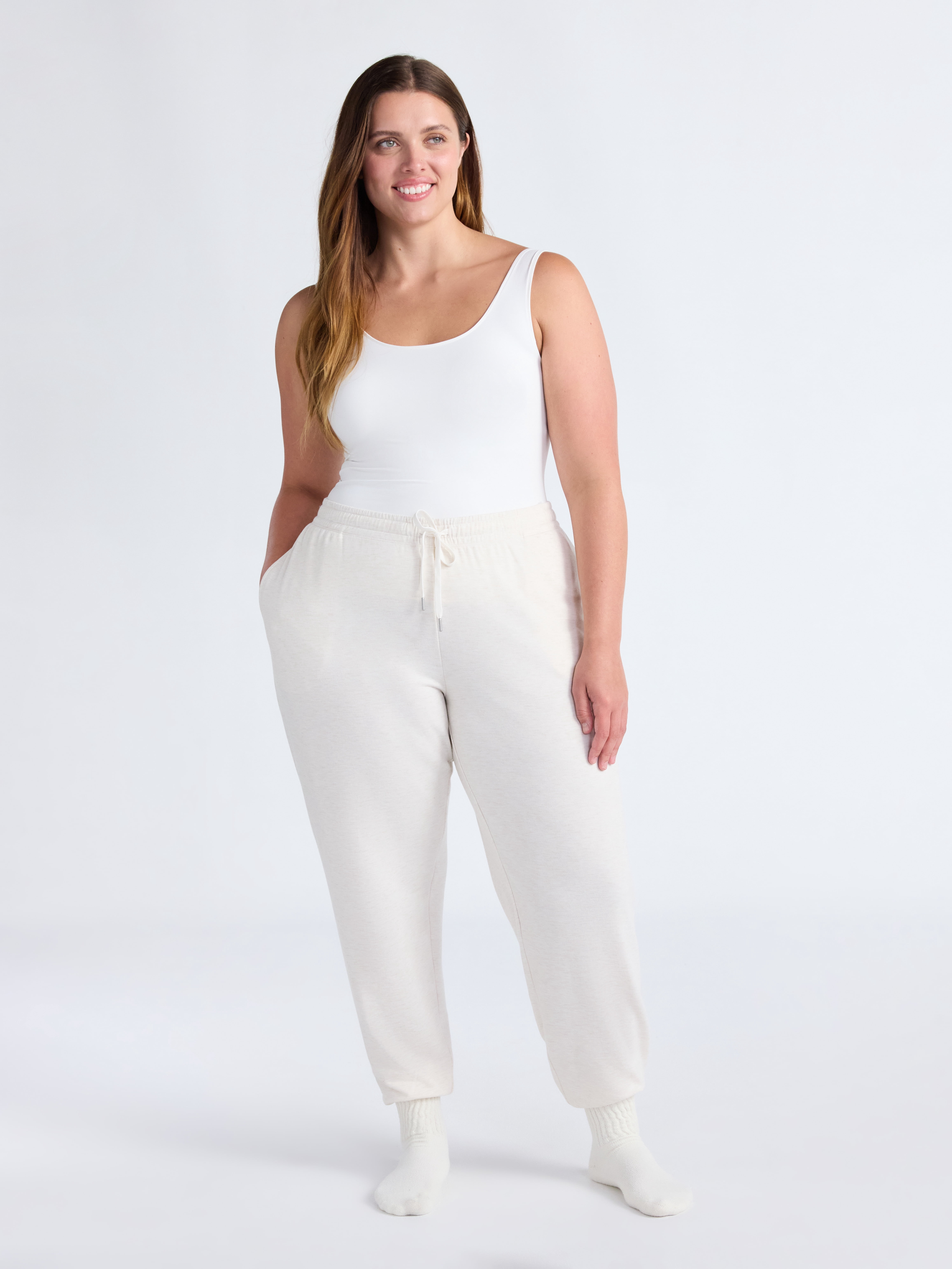 Joyspun Women's Fleece Sleep Joggers, 29'' Inseam, Sizes XS-3X