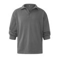 thumbnail image 2 of UKAP Men Tee Long Sleeve T Shirts Solid Color Polo Shirt Athletic Blouse Golf T-shirt Grey 2XL, 2 of 6