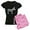 With Pink Camo Pant, variant on - Donkey Women's Dark Pajamas - Women's Short Sleeve Print T-Shirt and Pants Dark Cotton Pajama Set