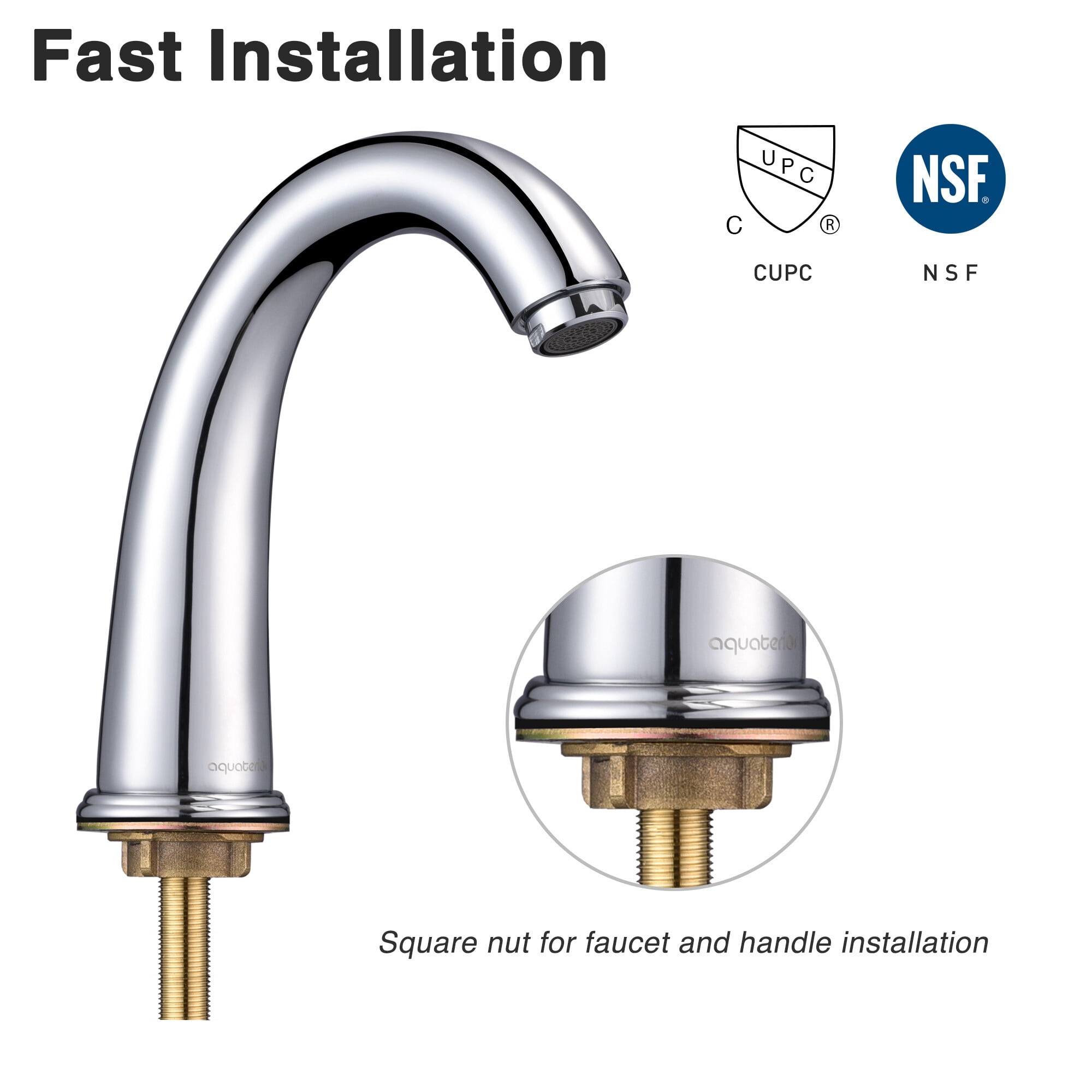 Aquaterior 3 Hole Bathroom Faucet Widespread Taps for Undermount Sink Chrome