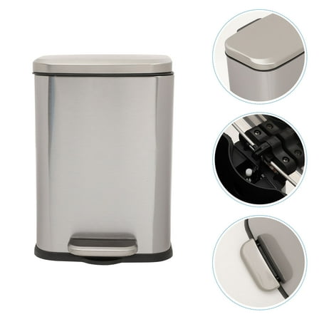 Moluckfu Bathroom Trash Can Stainless Steel Silver 1Pack