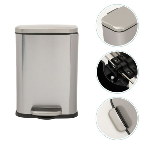 Moluckfu Bathroom Trash Can Stainless Steel Silver 1Pack