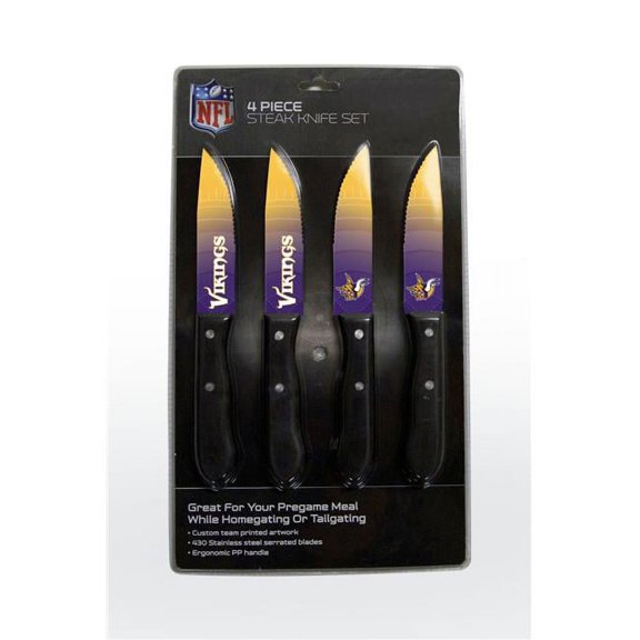 The Sports Vault - NFL 4-Piece Stainless Steak Knife Set, Minnesota Vikings