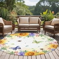 thumbnail image 4 of Round Rug 7Ft Washable Non-Slip, Spring Floral Circle Area Rugs for Living Room Bedroom, Hydrangea Sunflowers Butterflies Watercolor Indoor Floor Mats Carpet Runner for Home Decor Aesthetic, 4 of 8