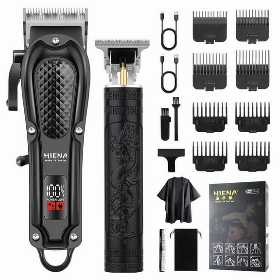 LQT Professional Hair Clippers and Trimmers Set for Men Cordless Barber Kit Hair Cutting Kit Rechargeable Clipper Set for Barbers with LED Display, Gifts for Men, (Black)