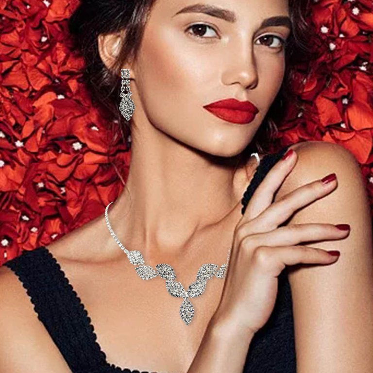 silver dress necklaces Silver & Rhinestone Necklace - All Jewelry
