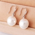 thumbnail image 3 of Yesbay Ladies Silver Plated Faux Pearls Hook Dangle Stud Earrings Eardrops-, 3 of 7