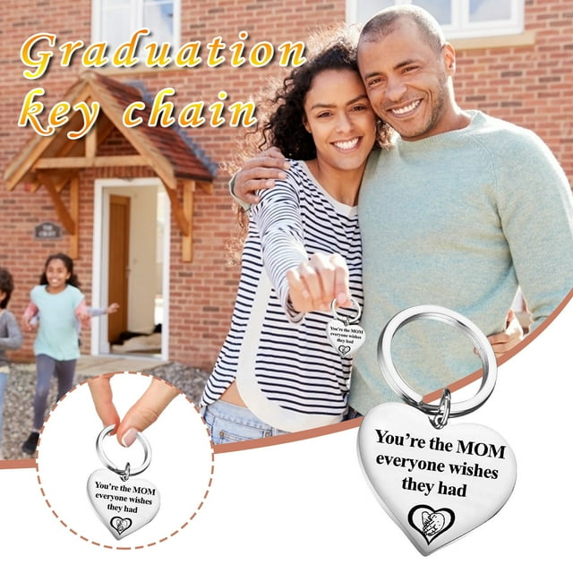 Dvkptbk Keychain Pendant Fashion Mother's Day Letters Stainless Steel Gift Heart Keychain Jewelry