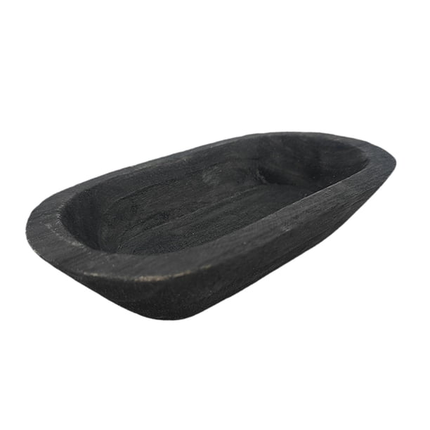 Bandeja de almacenamiento decorativa,Cuenco de madera para masa para centro de mesa para hacer velas,Bandeja rústica decorativa de madera hecha a mano para servir,Bandeja de Negro