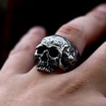 thumbnail image 5 of K-KED Men's Gothic Hollow Eye Skull Head Ring Stainless Steel Hiphop Biker Skull Ring-8, 5 of 6
