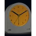 thumbnail image 5 of Braun Classic Analogue Alarm Clock with Snooze and Continuous Backlight, Quiet Quartz Movement, Crescendo Beep Alarm in White, model BC22W., 5 of 7
