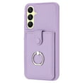 thumbnail image 5 of Compatible with Samsung Galaxy A16 5G Wallet Phone Case,360°Rotation Finger Ring Holder Kickstand,with Card Holder,Lychee Pattern PU Leather Durable Shockproof Rugged Phone Case,Purple, 5 of 12