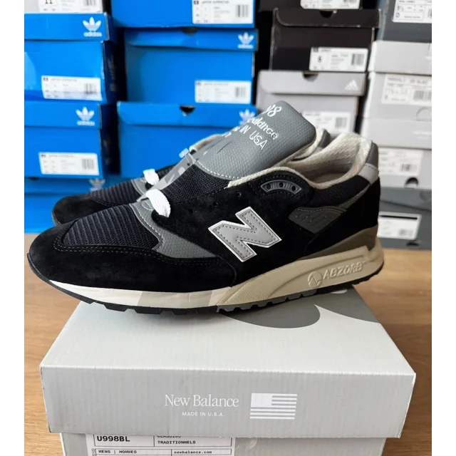 New Balance 998 NB Made In USA Black Silver Sneakers U998BL Mens Size 11