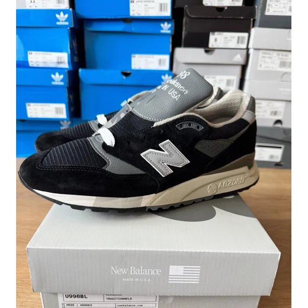 New Balance 998 NB Made In USA Black Silver Sneakers U998BL Mens Size 11