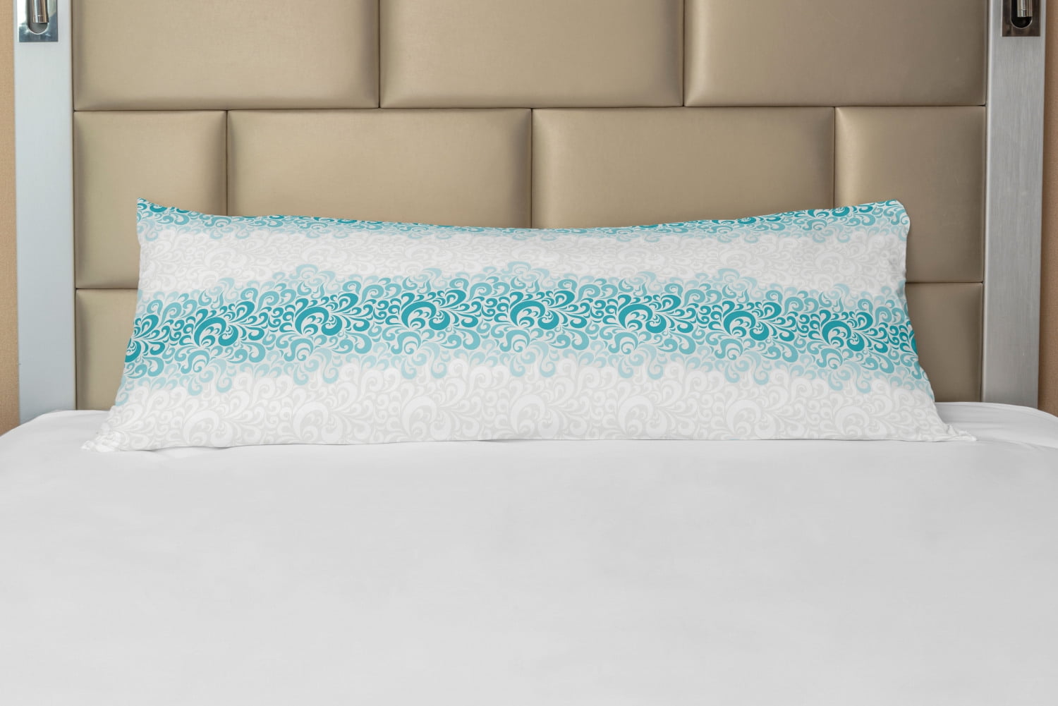 Turquoise Body Pillow Case Cover with Zipper, Abstract Floral Flowers