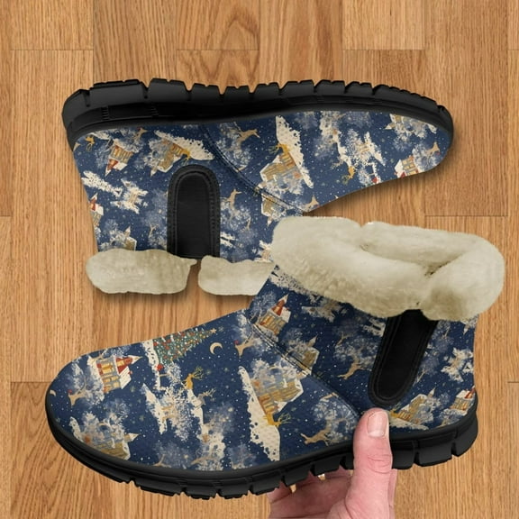 Whosucclay Flannel Womens and Girl Snow Boots Ankle Booties Waterproof Winter Boots Slip on Fashion Boots No Slip Boots