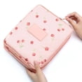 thumbnail image 1 of Tetragonum Bolsa de maquillaje de gran capacidad, impermeable, portátil, bolsa de cosméticos de viaje con asa resistente, color rosa, 1 of 8