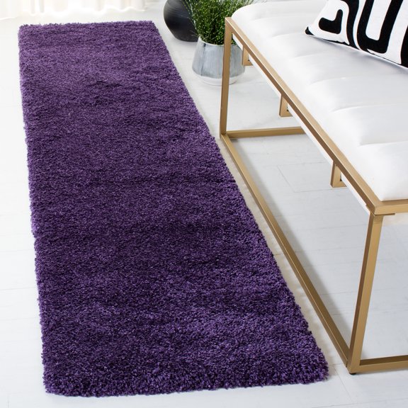 SAFAVIEH Milan Harlow Solid Plush Shag Runner Rug, Purple, 2' x 18' - Modern Design, Purple, Non-Shedding & Easy Cleaning, Ultra Plush Thick Pile, Ideal for Living Room, Bedroom, Entryway