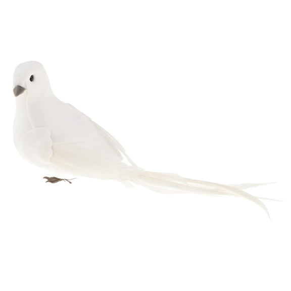 QSTDGVPW Artificial Foam Feather Mini White Doves Birds Figure Garden Wedding Decor -17 x