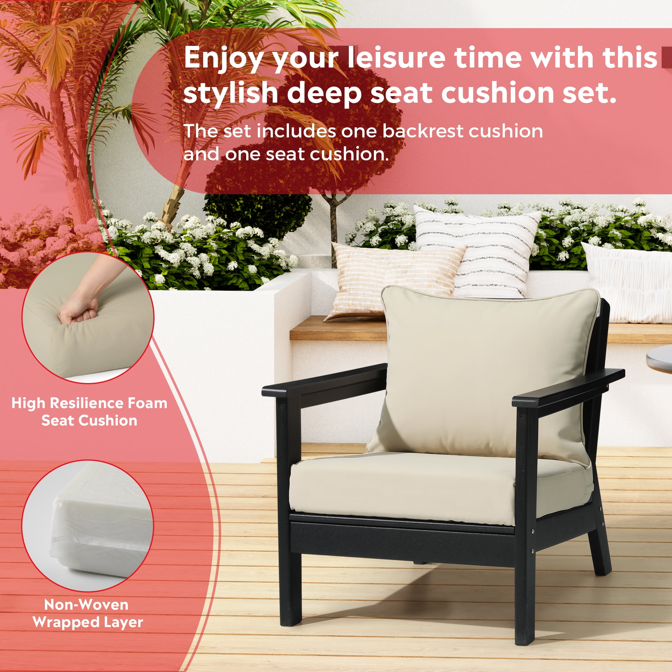 Costaelm Outdoor Furniture Cushions 25x25 Outdoor 2-Piece Deep Set - Main Image