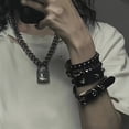 thumbnail image 3 of New 3PCS/Set Black Goth Emo Boho Bracelets For Men Women Punk Gothic Spike Rivets PU Leather Bracelet Bangles Party Jewelry Gift, 3 of 7