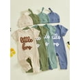 thumbnail image 3 of BemeyourBBs Newborn Baby Boy Little Brother Outfits Cute Little Bro Letters Rib Romper Short Sleeve Full Length Jumpsuit Hat Infant Spring Summer Clothes, 3 of 9