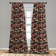 thumbnail image 5 of Ambesonne Cats Curtains, Cartoon Animals Composition, Pair of 28"x84", Multicolor, 5 of 5